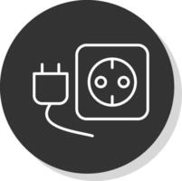 Plug And Socket Line Shadow Circle Icon Design vector