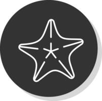 Starfish Line Shadow Circle Icon Design vector