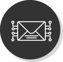 correo línea sombra circulo icono diseño vector