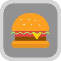 hamburguesa rápido comida plano redondo esquina icono diseño vector