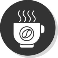 Coffee Glyph Shadow Circle Icon Design vector