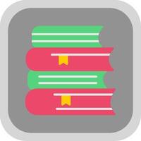 Books Flat round corner Icon Design vector