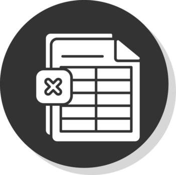 Excel Glyph Shadow Circle Icon Design vector