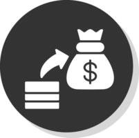 Increase Glyph Shadow Circle Icon Design vector