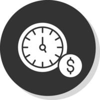 hora es dinero glifo sombra circulo icono diseño vector