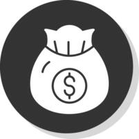 dinero bolso glifo sombra circulo icono diseño vector