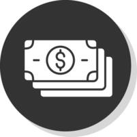 Banknotes Glyph Shadow Circle Icon Design vector