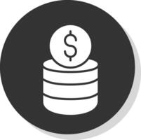 Coin Stack Glyph Shadow Circle Icon Design vector