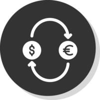 intercambiar dinero glifo sombra circulo icono diseño vector