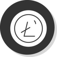 litecoin glifo sombra circulo icono diseño vector