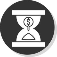 Sand Timer Glyph Shadow Circle Icon Design vector