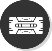 Cassette Tape Glyph Shadow Circle Icon Design vector