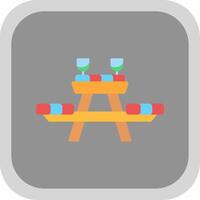 Picnic Table Flat round corner Icon Design vector