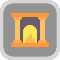 Fireplace Flat round corner Icon Design vector