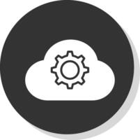 nube ajustes glifo sombra circulo icono diseño vector