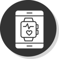 Smartwatch Glyph Shadow Circle Icon Design vector