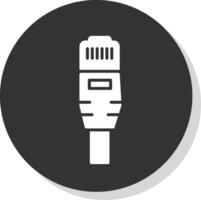 Ethernet Glyph Shadow Circle Icon Design vector