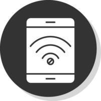 No Wifi Glyph Shadow Circle Icon Design vector