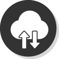 nube datos transferir glifo sombra circulo icono diseño vector