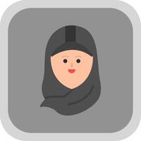 Hijab Flat round corner Icon Design vector