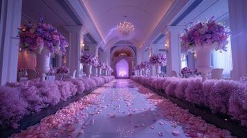 The wedding background and room for studio photos are filled with beautiful flower decorations