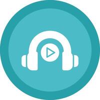 Headphone Glyph Due Circle Icon Design vector