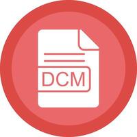 DCM File Format Glyph Due Circle Icon Design vector