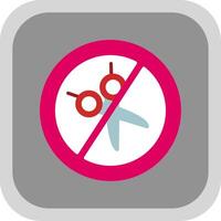 No Scissors Flat round corner Icon Design vector