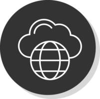 Cloud Network Glyph Due Circle Icon Design vector