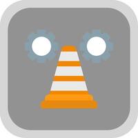 Traffic Cone Flat round corner Icon Design vector