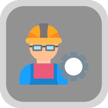 Engineer Flat round corner Icon Design vector
