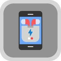 Earbuds Flat round corner Icon Design vector