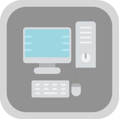 Desktop Computer Flat round corner Icon Design