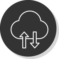 Cloud Data Transfer Glyph Due Circle Icon Design vector