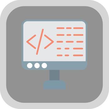 codificación plano redondo esquina icono diseño vector