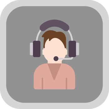 Support Admin Flat round corner Icon Design vector