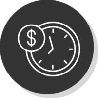 hora es dinero glifo debido circulo icono diseño vector