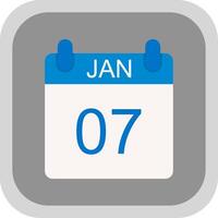 January Flat round corner Icon Design vector