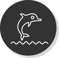 delfín espectáculo glifo debido circulo icono diseño vector