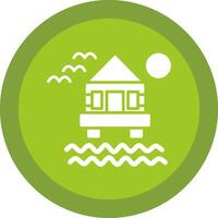 Beach Villa Glyph Due Circle Icon Design vector