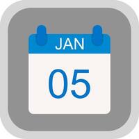 January Flat round corner Icon Design vector