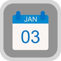 January Flat round corner Icon Design vector