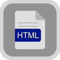 HTML File Format Flat round corner Icon Design vector