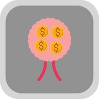 dinero árbol plano redondo esquina icono diseño vector