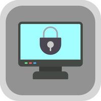 Locked Computer Flat round corner Icon Design vector