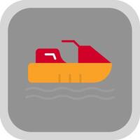 Jetski Flat round corner Icon Design vector