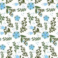 Seamless pattern with stylized flowers isolated on white background. Springtime or summer concept for textile or wallpaper. flat hand drawn floral illustration vector