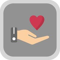 Hand Heart Flat round corner Icon Design vector