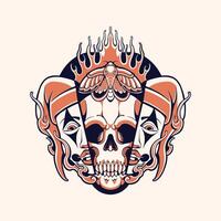 skull with flames and joker face vector