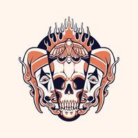 skull with flames and joker face vector